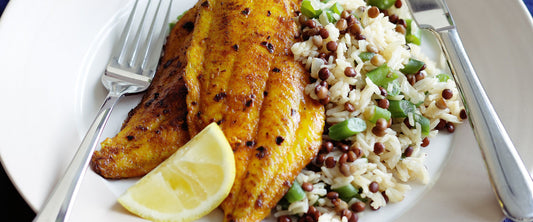 Lentil Rice with Turmeric Fish