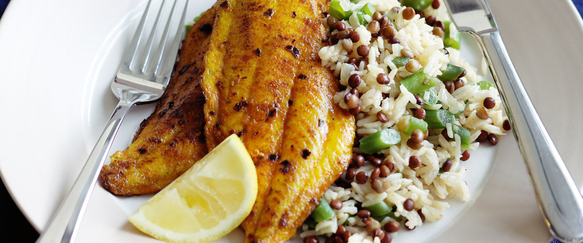 Lentil Rice with Turmeric Fish
