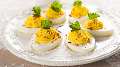 Easter Turmeric Deviled Chick Eggs