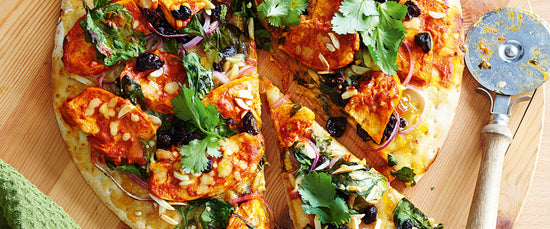 Turmeric Chicken Pizza with Chickpea Flatbread Base