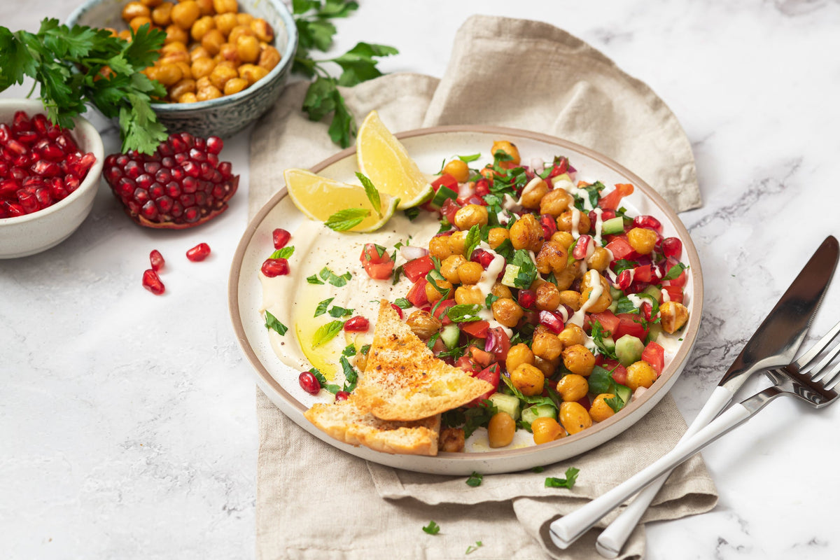Turmeric Hummus with Roasted Chickpeas &amp; Fresh Herbs