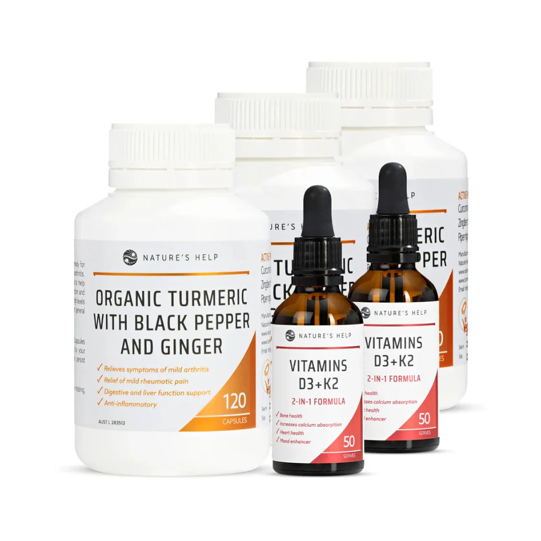 Turmeric Capsules &amp; Vitamins D3+K2 Pack