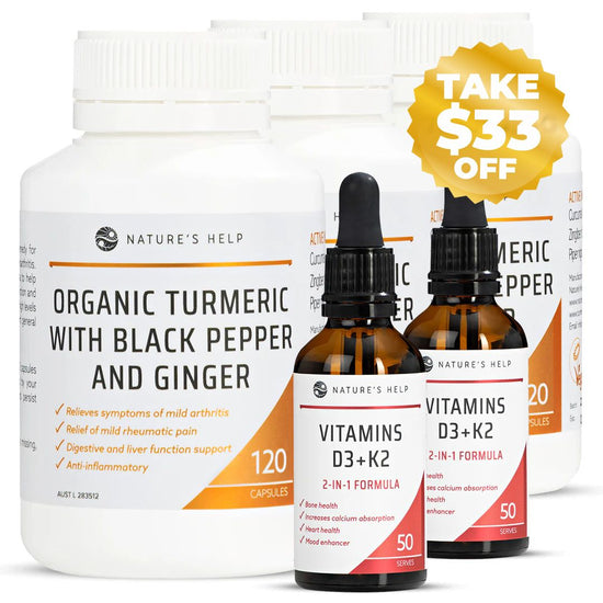 Turmeric Capsules & Vitamins D3+K2 – VALUE BUY PACK – SAVE $33