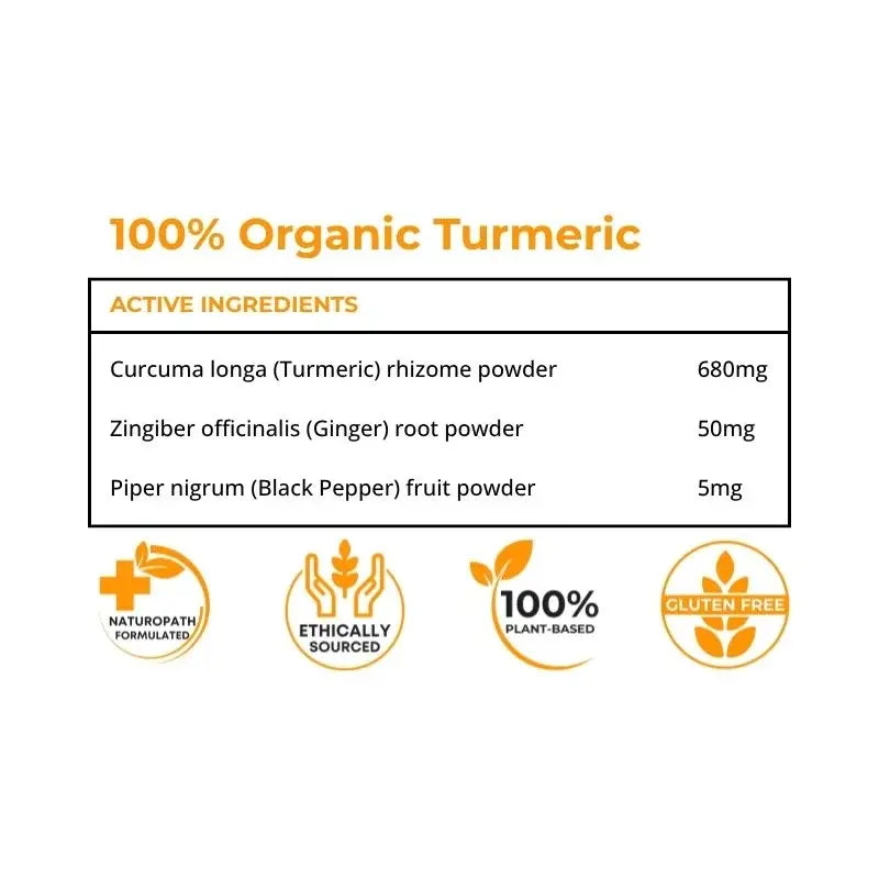 Organic Turmeric Capsules - 6 Bottles