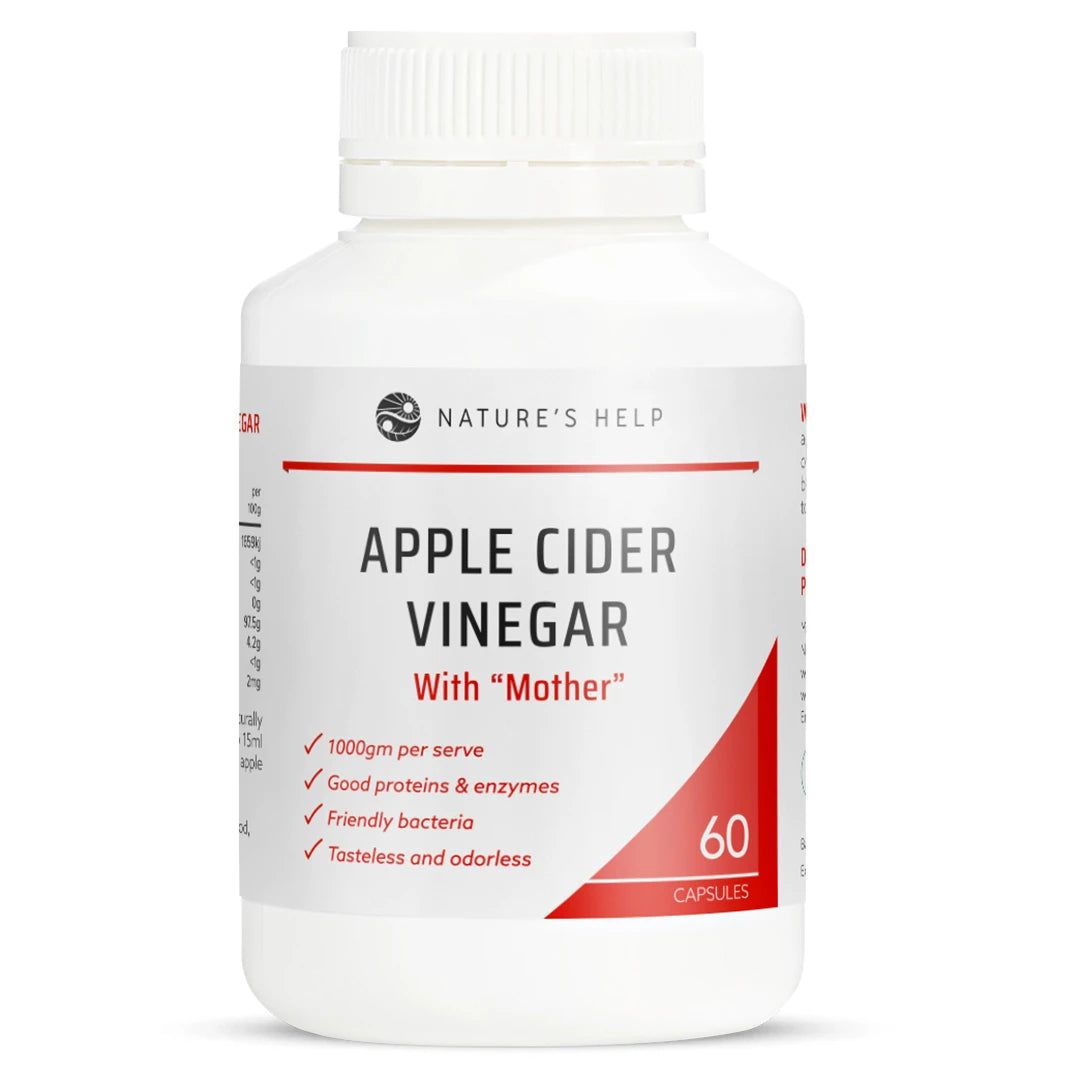 Nature's Help Apple Cider Vinegar capsule bottle on a white background