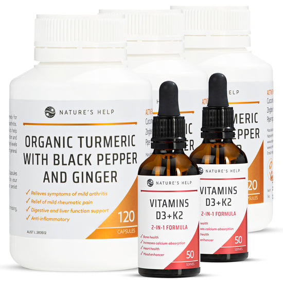 Turmeric Capsules & Vitamins D3+K2 – VALUE BUY PACK – SAVE $30