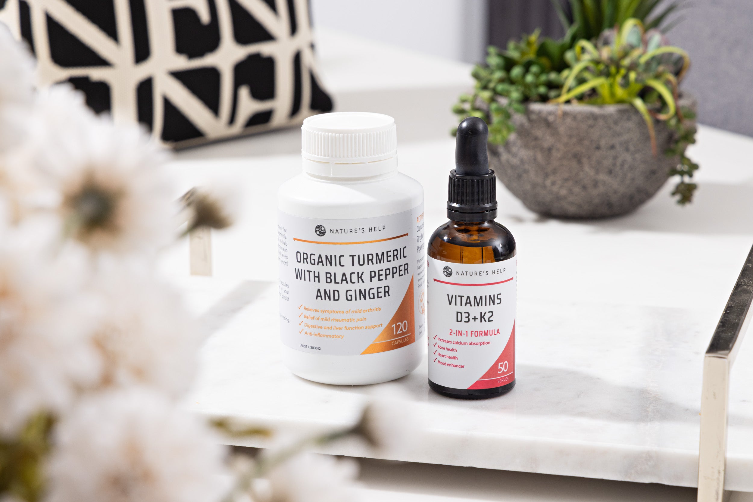 Turmeric Capsules & Vitamins D3+K2 Pack