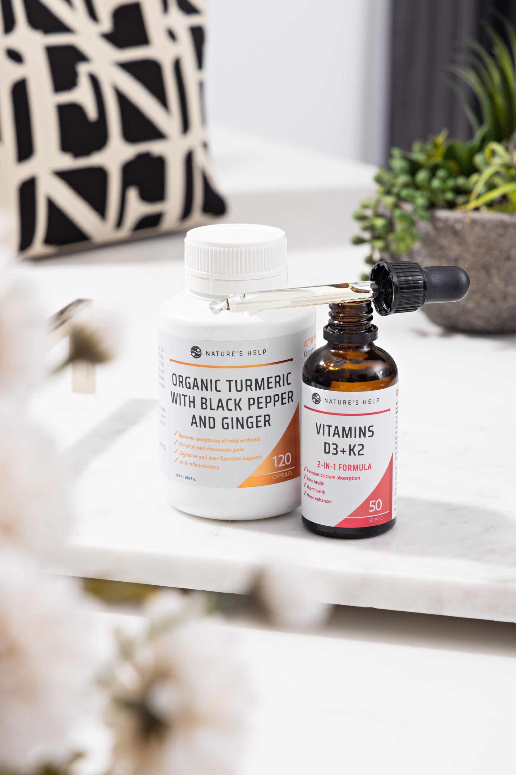 Turmeric Capsules & Vitamins D3+K2 Pack