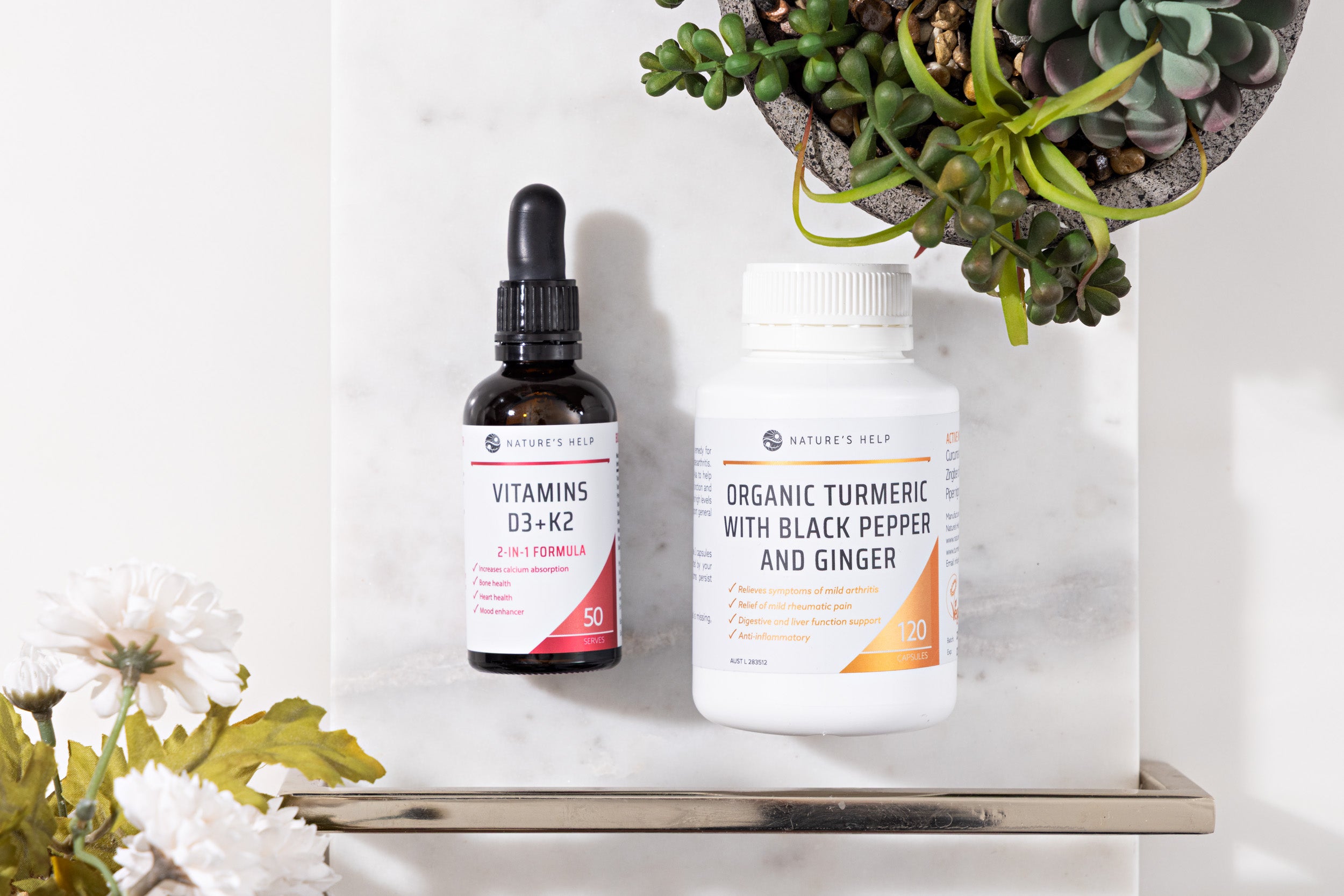 Turmeric Capsules & Vitamins D3+K2 Pack