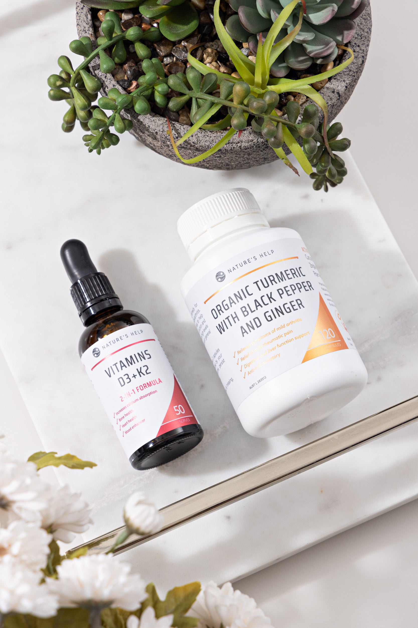 Turmeric Capsules & Vitamins D3+K2 Pack