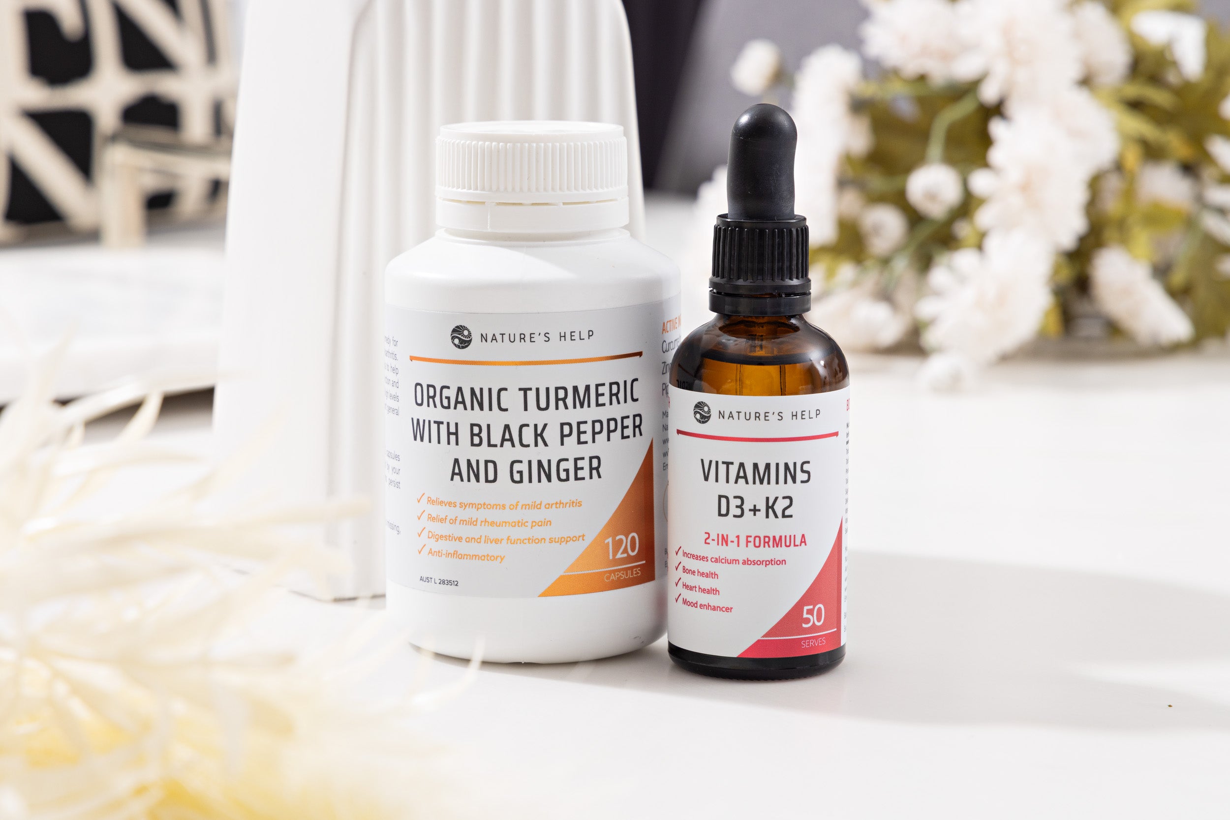 Turmeric Capsules & Vitamins D3+K2 Pack