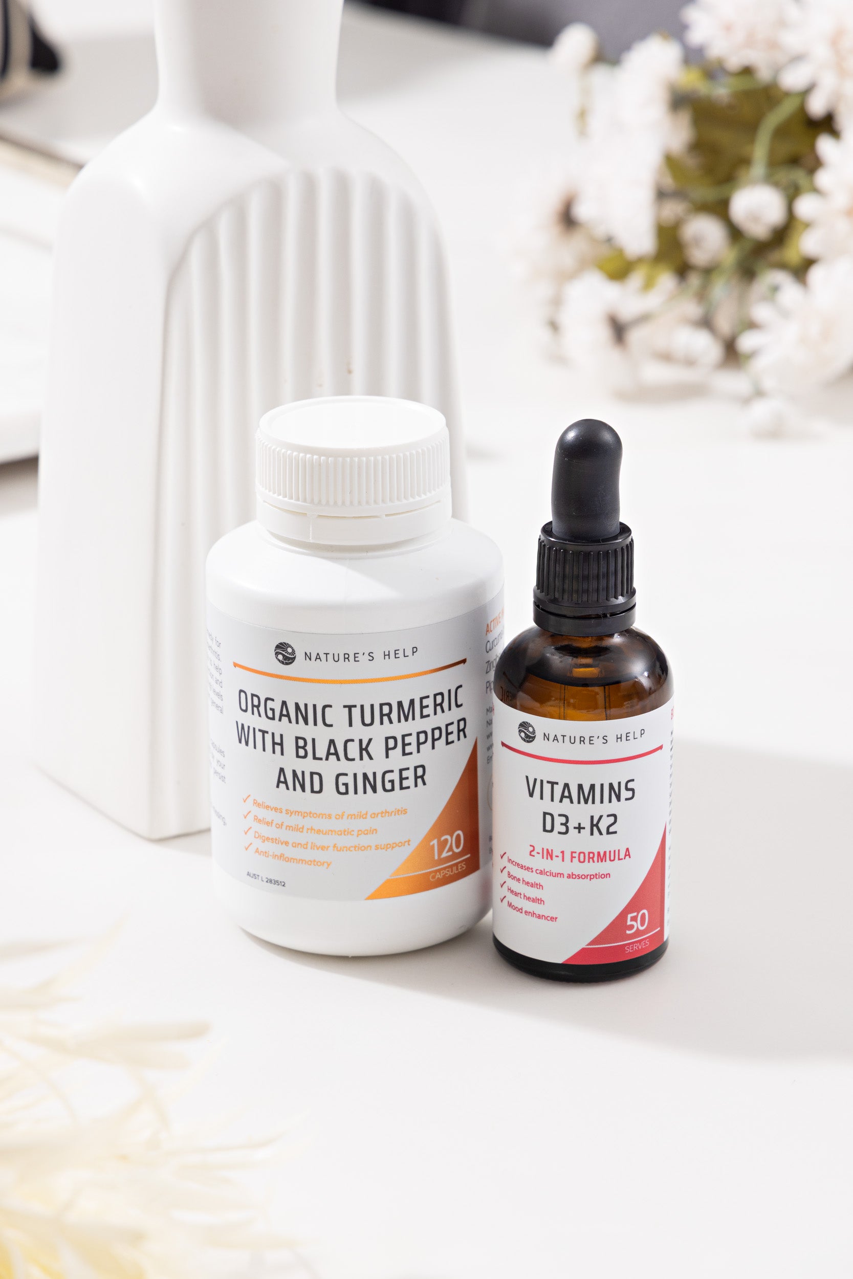 Turmeric Capsules & Vitamins D3+K2 Pack